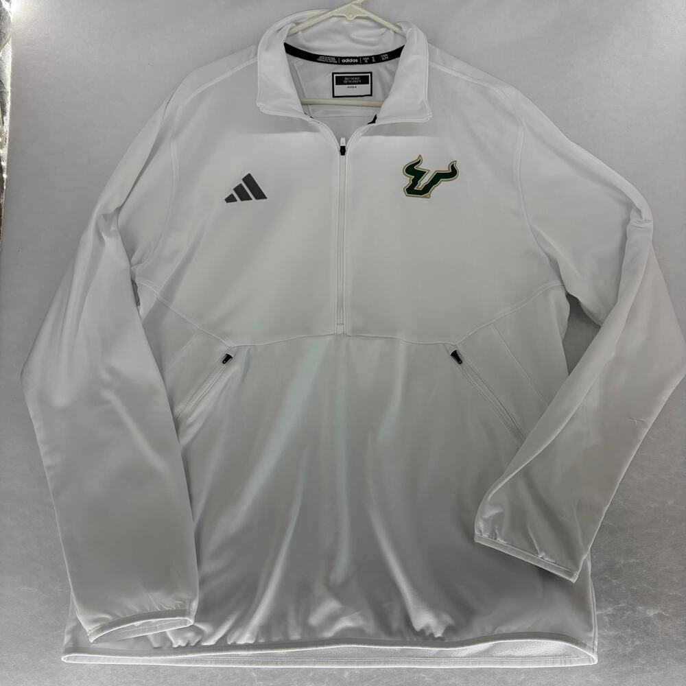 Men's adidas South Florida Bulls USF Sideline Entrada 1/4 Zip Pullover White XL